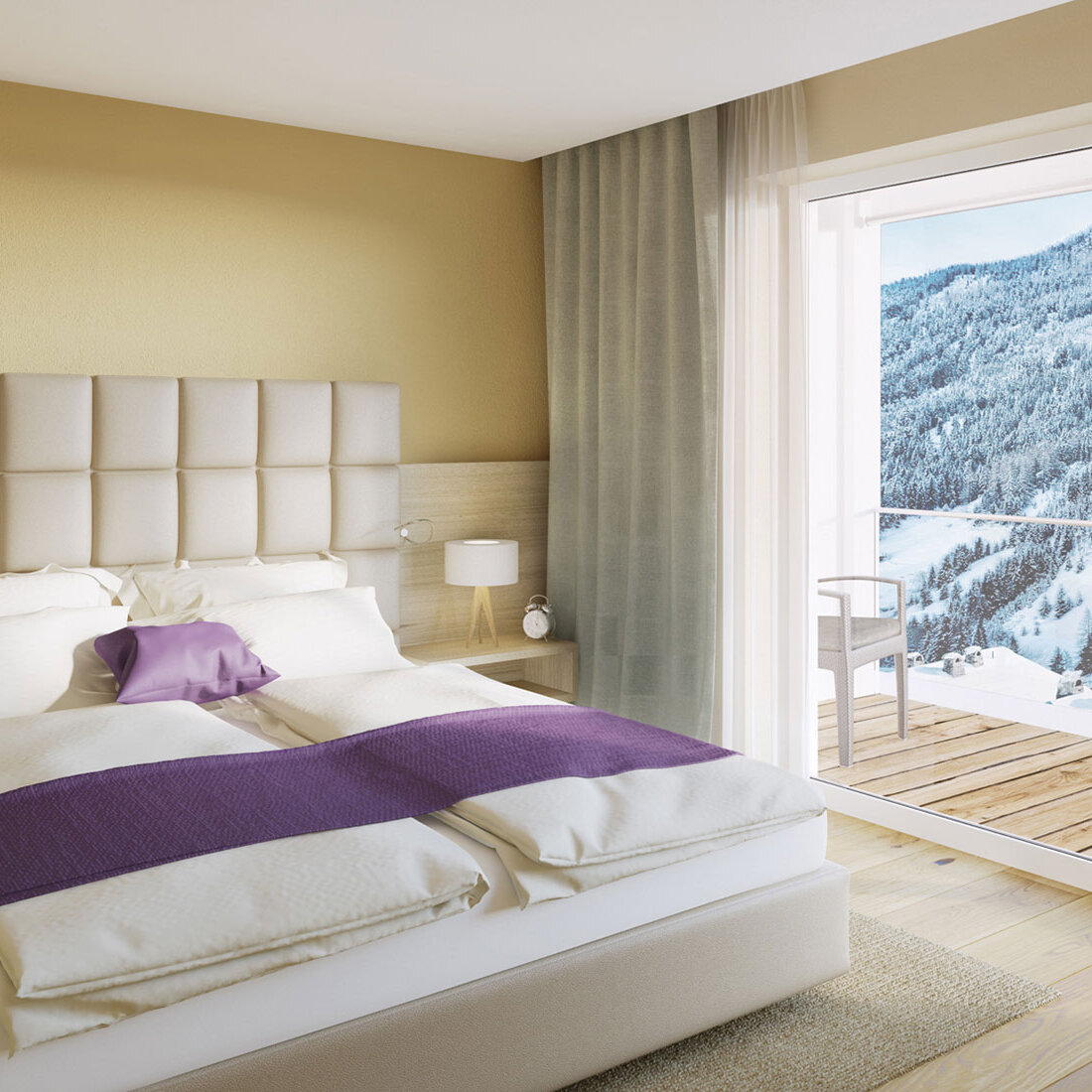 Doppelzimmer mit Balkon und Bergblick im Hotel Dorfstadl, Kappl